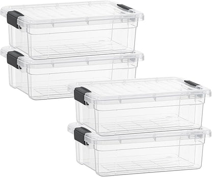 Superio Storage Bins with Lids- 4 Pack, 4.5 Qt Clear Boxes by Superio