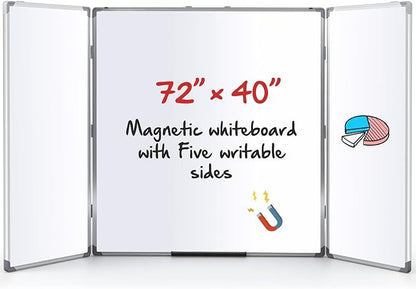 72” x 40” Foldable Whiteboard Dry Erase Board Large Tri Folding Whiteboard by Unknown