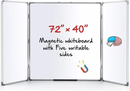 72” x 40” Foldable Whiteboard Dry Erase Board Large Tri Folding Whiteboard by Unknown
