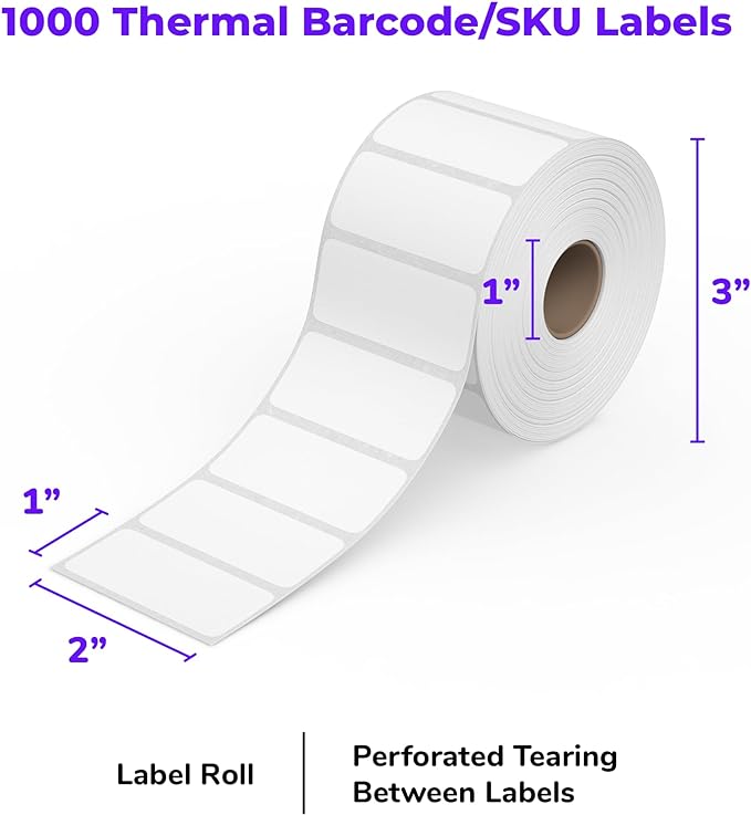 Rollo Direct Thermal 2x1 Barcode Labels - Image 2