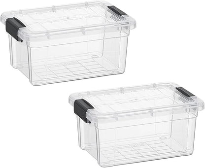 Superio Storage Bins with Lids- 2 Pack, 1.85 Qt Clear Boxes by Superio