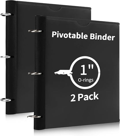 360° Pivotable 3 Ring Binder, Upgraded Foldable Binders 1 inch 2 Pack, Thin by 360%C2%B0PivotableBinderNotebook