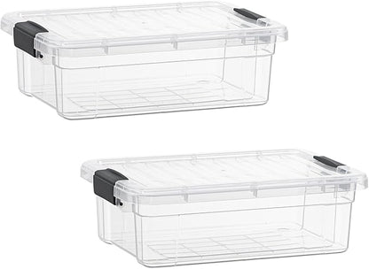 Superio Storage Bins with Lids- 2 Pack, 4.5 Qt Clear Boxes by Superio