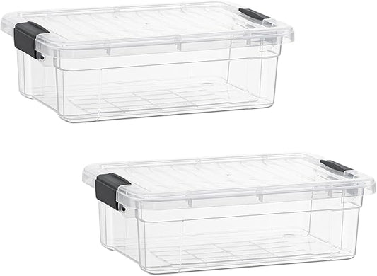 Superio Storage Bins with Lids- 2 Pack, 4.5 Qt Clear Boxes by Superio