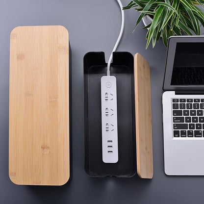2 Pack Large Cable Management Box – Wooden Style Cord Organizer Box and Cover - Image 7