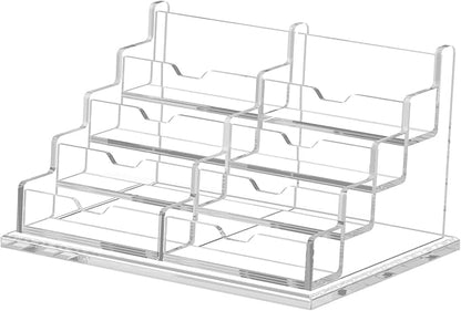 NIUBEE Clear Business Card Holder 4 Tier Acrylic Business Card Stand, 8 Slots by NIUBEE