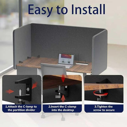 KERRAM Desk Privacy Panel 24 x 24 Inch, Sound Absorbing & Proof Desk Divider - Image 5