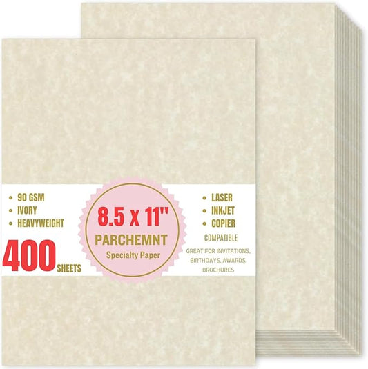 400 Sheets 8.5 x 11 In Parchment Paper 100 GSM Double-Sided Certificate Paper by Apprabbr