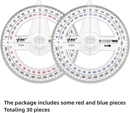 360° Protractor Pack of 30 Protactors Plastic Protractor Math Protractors Clear - Image 6