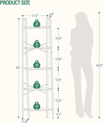 Hzuaneri Ladder Shelf, Bookshelf Bookcase, Freestanding Corner Storage Shelve - Image 2