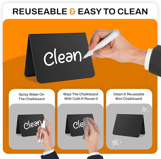 12 Pack Mini Chalkboard Signs for Food, 4”x3” Small Reusable Chalk Board Signs - Image 3
