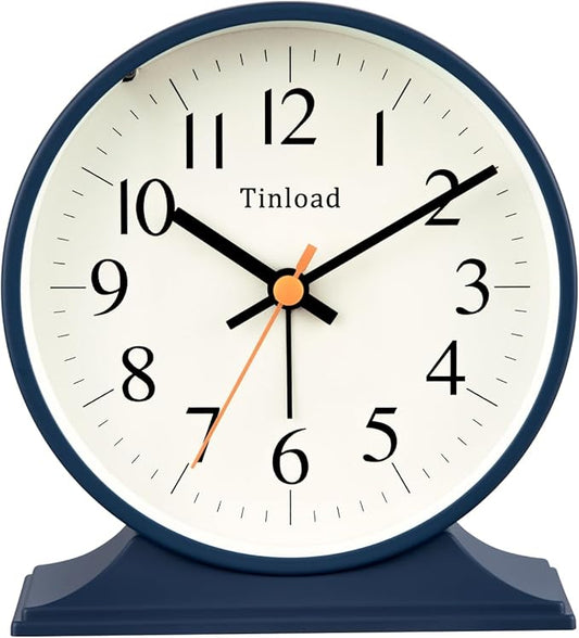 4.5"Retro Analog Alarm Clock, Vintage decor, Super Silent Non Ticking Small by Tinload
