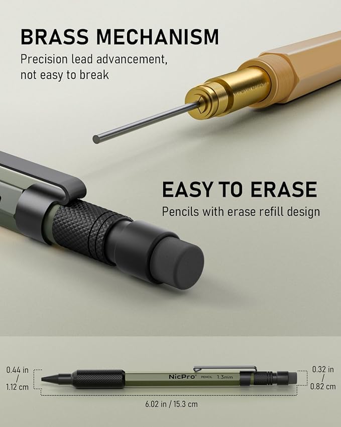 Nicpro 21PCS 1.3 mm Mechanical Pencil Set in Leather Bag - Image 4