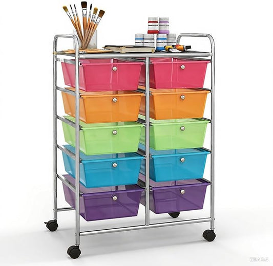 GLACER 10 Drawer Rolling Cart, Storage Cart by GLACERGrowupinhappiness