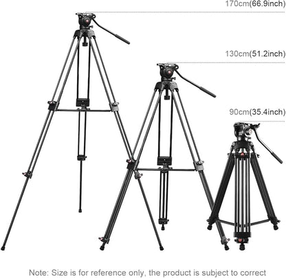 PULUZ 67"/170cm Video Tripod, Heavy Duty Aluminum Alloy Camera Tripod Stand - Image 2