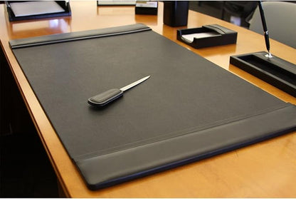 Dacasso Black Leather 38" x 24" Side-Rail Desk Pad - Image 5