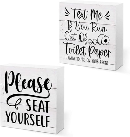 CQM 2 PCs Funny Bathroom Decor, Humorous Bathroom Decorative Sign, Rustic by Unknown
