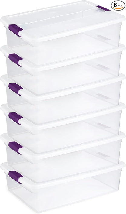 Sterilite 6-Pack 32 Quart ClearView Latch Box, Stackable Organizer Bins by Sterilite