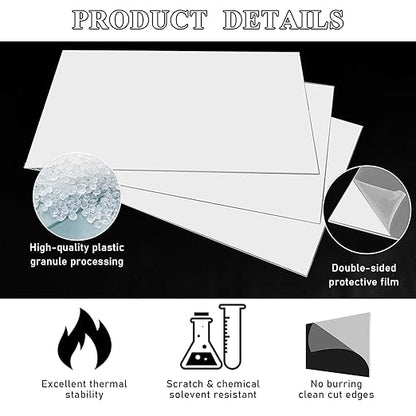 Roowest 4 Pcs 12 x 16 Inch, 1/8 Inch Thick White Acrylic Sheets Plastic Panels - Image 7