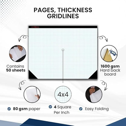 AUKSales TOP Sturdy Graph Desk Pad, 1/4 Quad Grid, 50 Sheets Per Pad, 80 GSM - Image 4