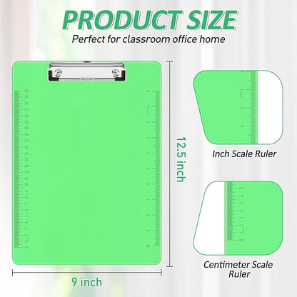 Plastic Clipboards, PANDRI 10 Pack Clear Colored Clipboards, Low Profile Clip - Image 2