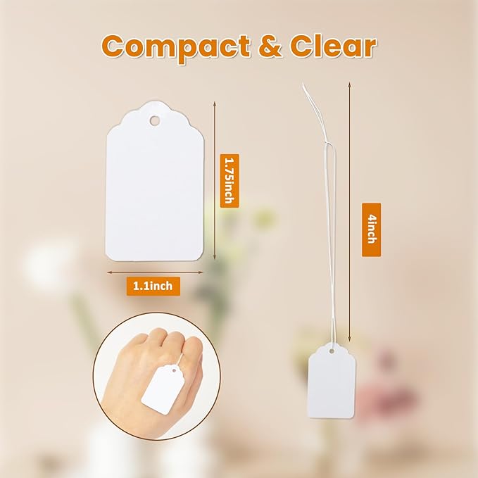 2000 PCS White Price Tags, 1.75 x 1.1 Inches, Goefun Gift Tags - Image 2
