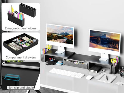 Spacrea Metal Desk Organizers and Accessories, Dual Monitor Stand Riser - Image 4