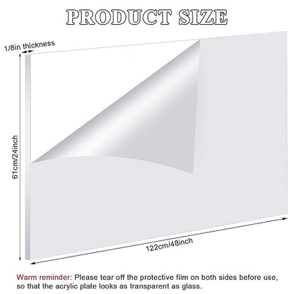 Roowest 2 Pcs 24 x 48 Inch, 1/8 Inch Thick Clear Acrylic Plexiglass Sheets - Image 2