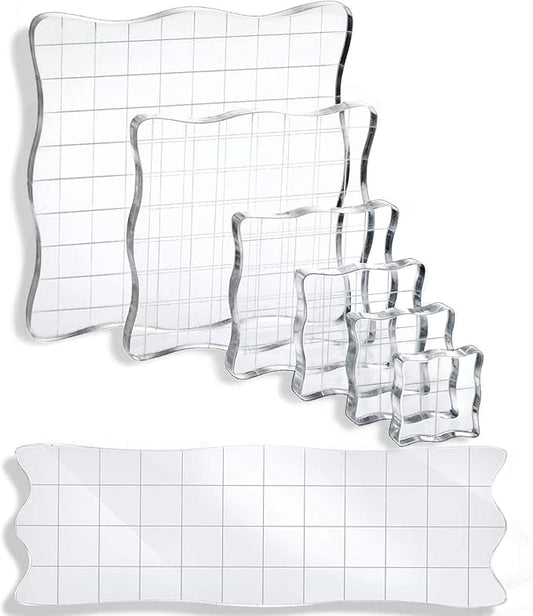 UCEC 7 Pieces Acrylic Stamp Block Assorted Sizes Clear Acrylic Mounting Blocks by UCEC