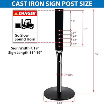 VAIIGO Heavy Duty Parking Sign Post Stand 49", 20lbs Cast Iron Base Sign Post - Image 4
