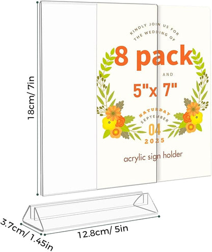 Smarpau Acrylic Sign Holder 5x7, 8 Pack Double-Sided Picture Frames Display - Image 3