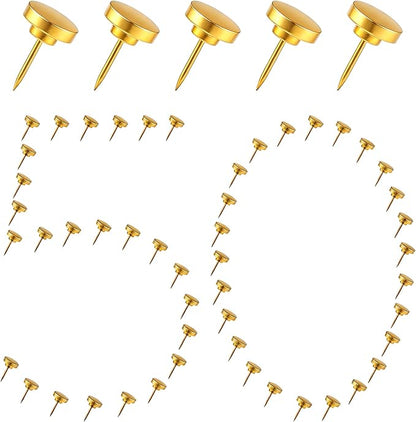 50Pcs Gold Metal Push Pins for Bulletin Board, Flat Thumb Tacks, Heavy Duty by Unknown