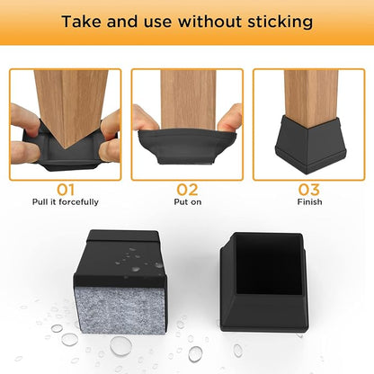16 PCS Square Chair Leg Floor Protector, Silicone Chair Leg Cover, Furniture - Image 4