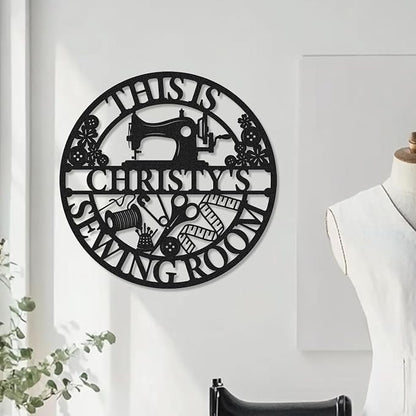 Personalized Metal Sewing Sign Wall Art Custom Sewing Room Name Signs Mother's - Image 2