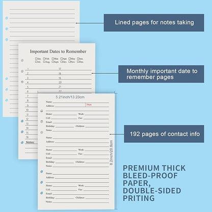 Happyaokeland Address Book Refill Pages 648 Contacts Durable Dividers - Image 2