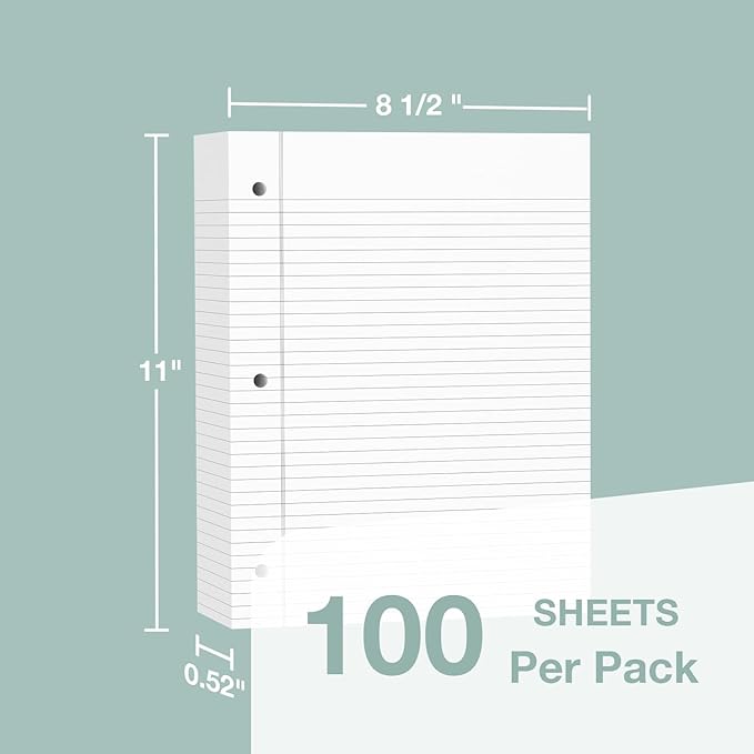 POPRUN Loose Leaf Paper, 8.5" x11" College Ruled, 100GSM / AA Grade Bulk Lined - Image 3