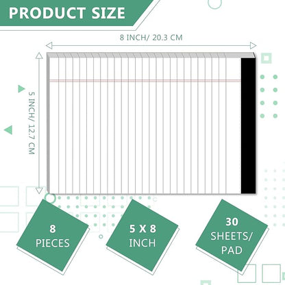 Legal Pads 5 x 8 Inch Notepad, 8 Pack Note Pads College Ruled Perforated Memo - Image 2