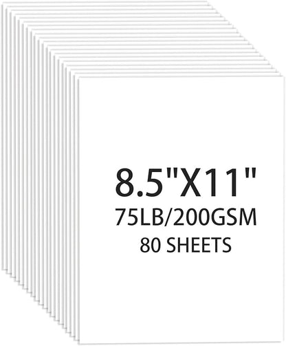 White Cardstock 8.5 X 11, 80 Sheets Card Stock, 75lb/ 200gsm Copy Paper by Ciphyfee