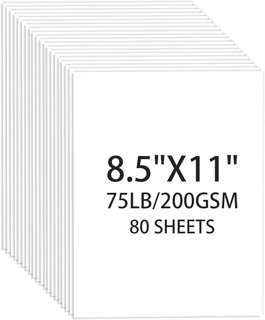 White Cardstock 8.5 X 11, 80 Sheets Card Stock, 75lb/ 200gsm Copy Paper by Ciphyfee
