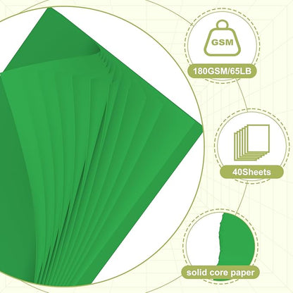 40 Sheets Cardstock 8.5x11, 65lb Dark Green Card Stock, Construction Paper - Image 3