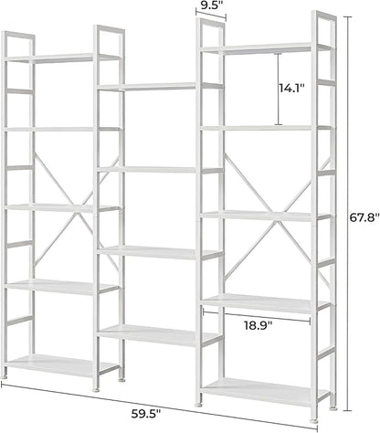 SUPERJARE Triple 5 Tier Bookshelf, Bookcase - Image 3