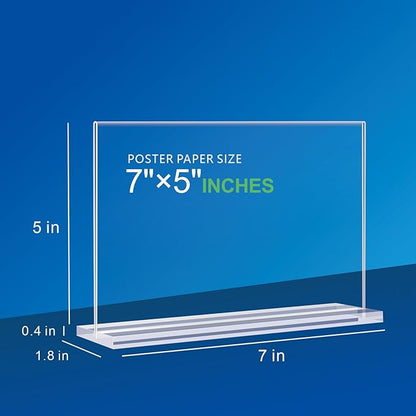 Acrylic Sign Holder 7x5, 6 Pack Clear Double Sided Table Sign Holder Horizontal - Image 3