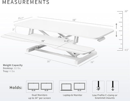 VIVO 48 inch Desk Converter, K Series, Height Adjustable Sit to Stand Riser - Image 3