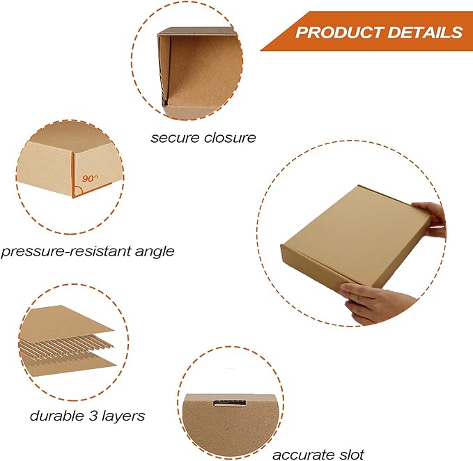 PHAREGE 11x8x2 inch Shipping Boxes Bulk 25 Pack Brown, Tab Lock Tuck Top Mailer - Image 4