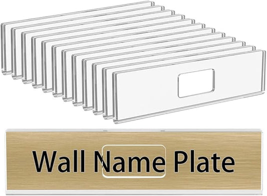 NIUBEE 12 Pack Acrylic Wall Name Plate Holder 2x8 Inch, Door Name Plates Set by NIUBEE