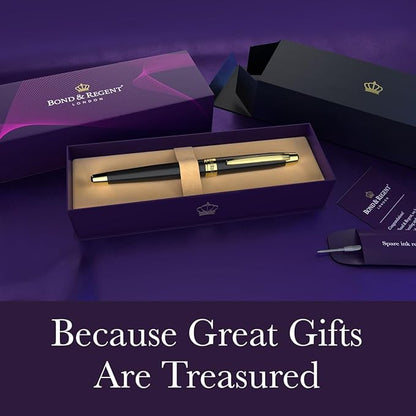 Bond & Regent Gloss Black & 24 Karat Gold | Certified Luxury Grade Rollerball - Image 2