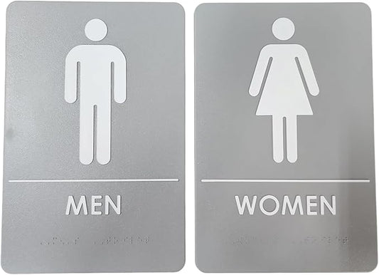 USA Made - Men's and Women's Restroom Signs ADA-Compliant Bathroom Door Signs by RockRidge