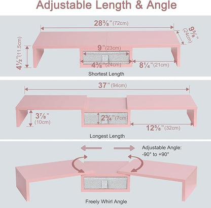 TEAMIX Pink Dual Monitor Stand Riser - Image 5