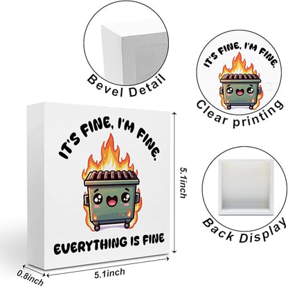 Funny Desk Decor, Dumpster and Fire Wood Box Sign - Image 2