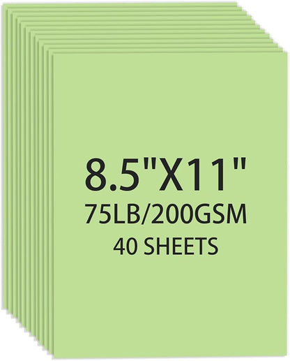 Cardstock 8.5 X 11, 40 Sheets Light Green Card Stock, 75lb/ 200gsm Pale Green by Ciphyfee